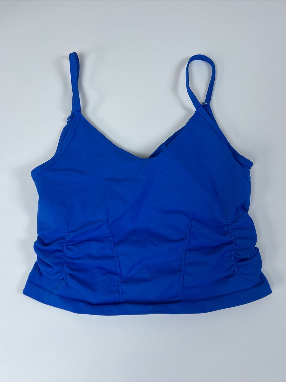 Free People Movement M/L Blue Ruched Cami Crop Top Activewear